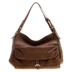 Carolina Herrera Brown Monogram Leather Shoulder Bag