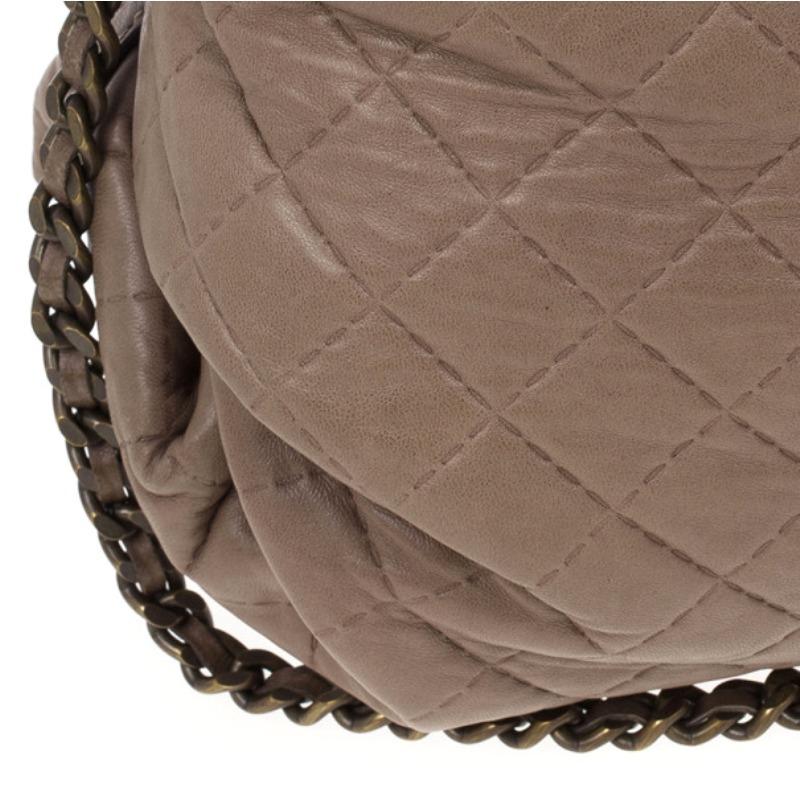 Carolina Herrera Brown Quilted Convertible Tote 3