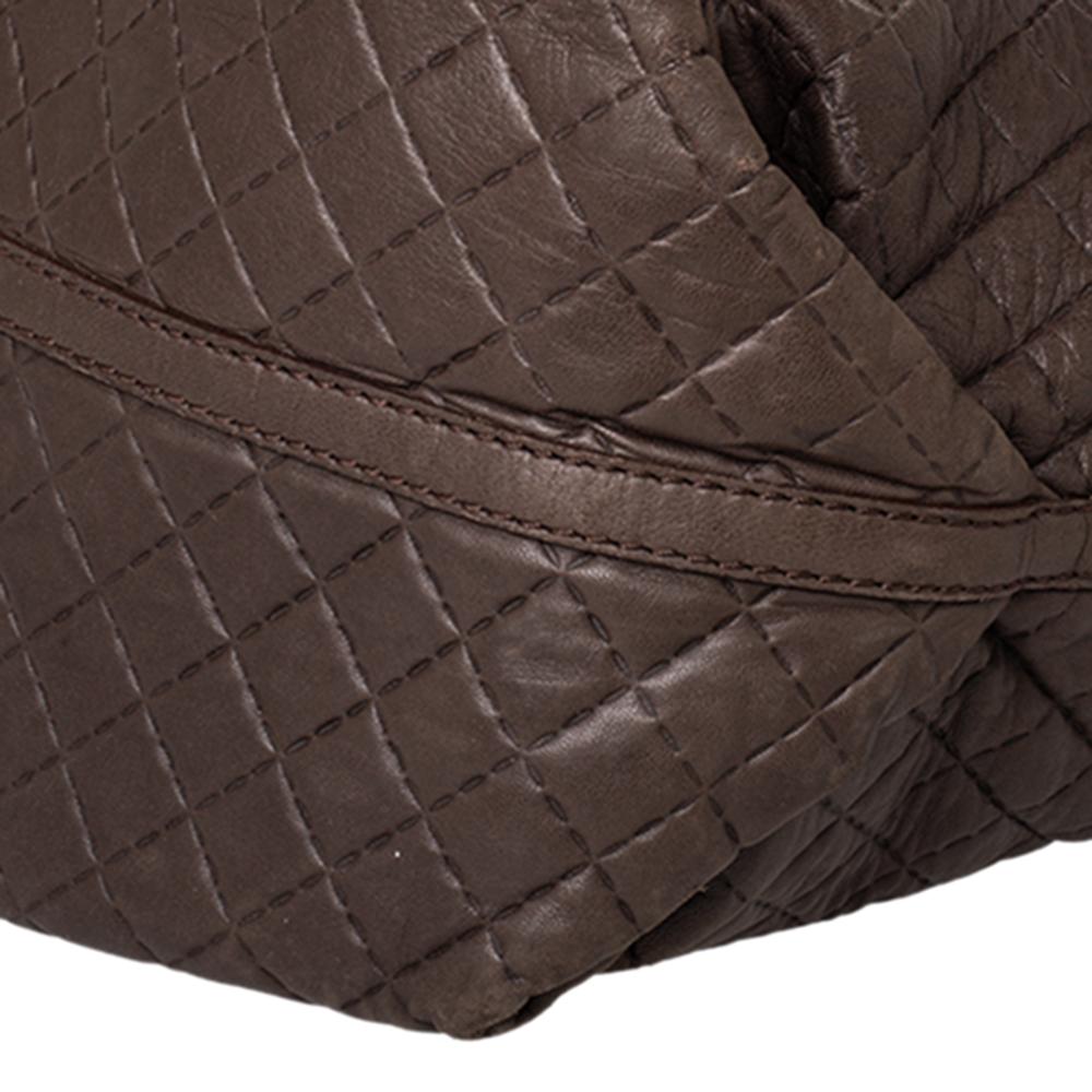 Carolina Herrera Brown Quilted Leather Tote For Sale 3