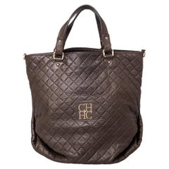 Carolina Herrera Braune gesteppte Leder-Tasche