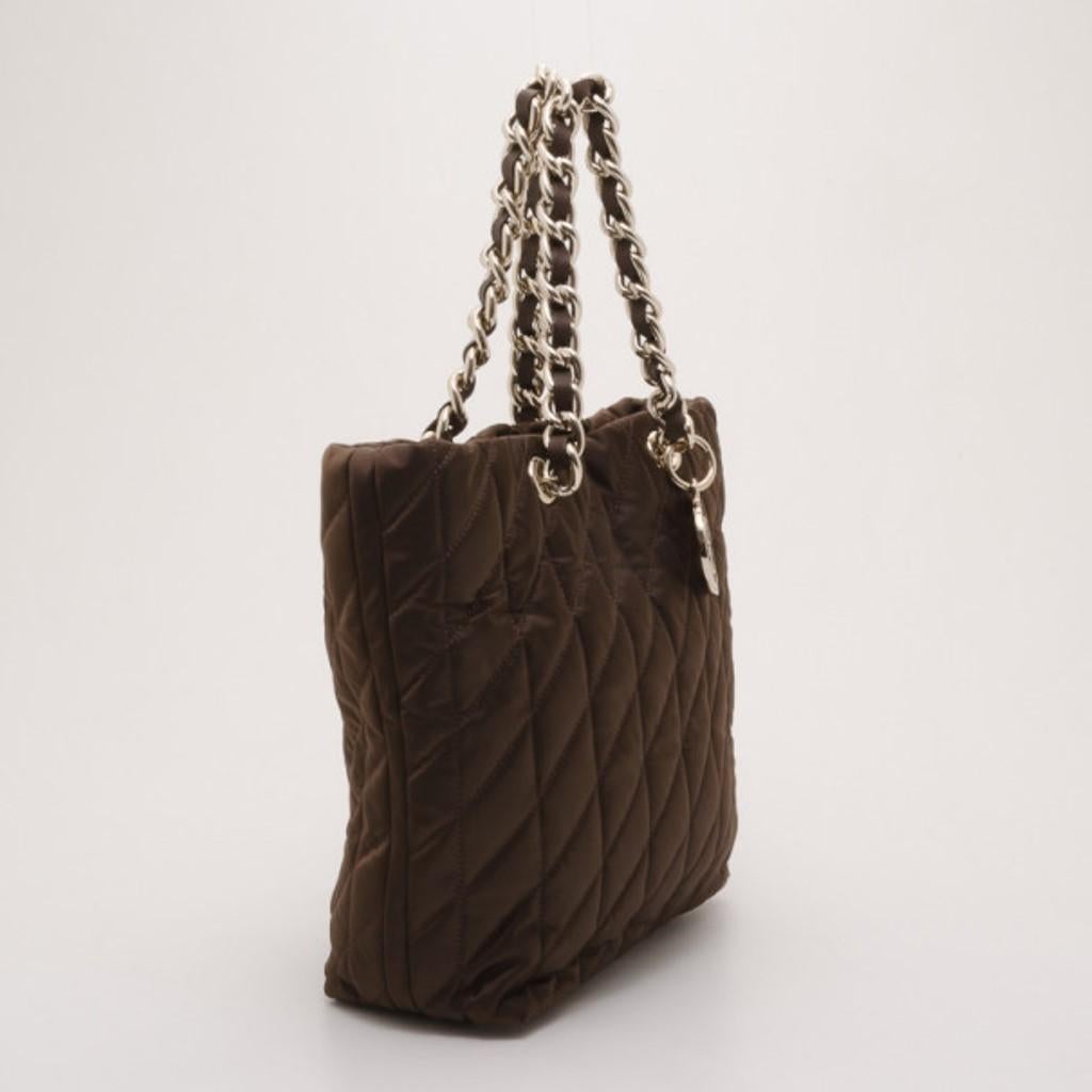 Black Carolina Herrera Brown Quilted Nylon Tote