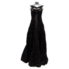 Carolina Herrera - Robe bustier à motif spiralé - marron