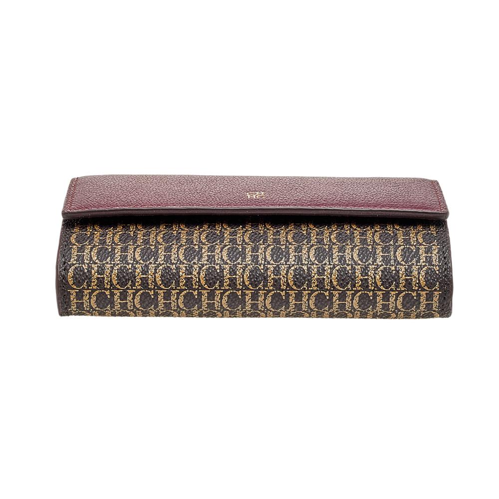 Carolina Herrera Burgundy/Brown PVC and Leather Wallet On Chain 2