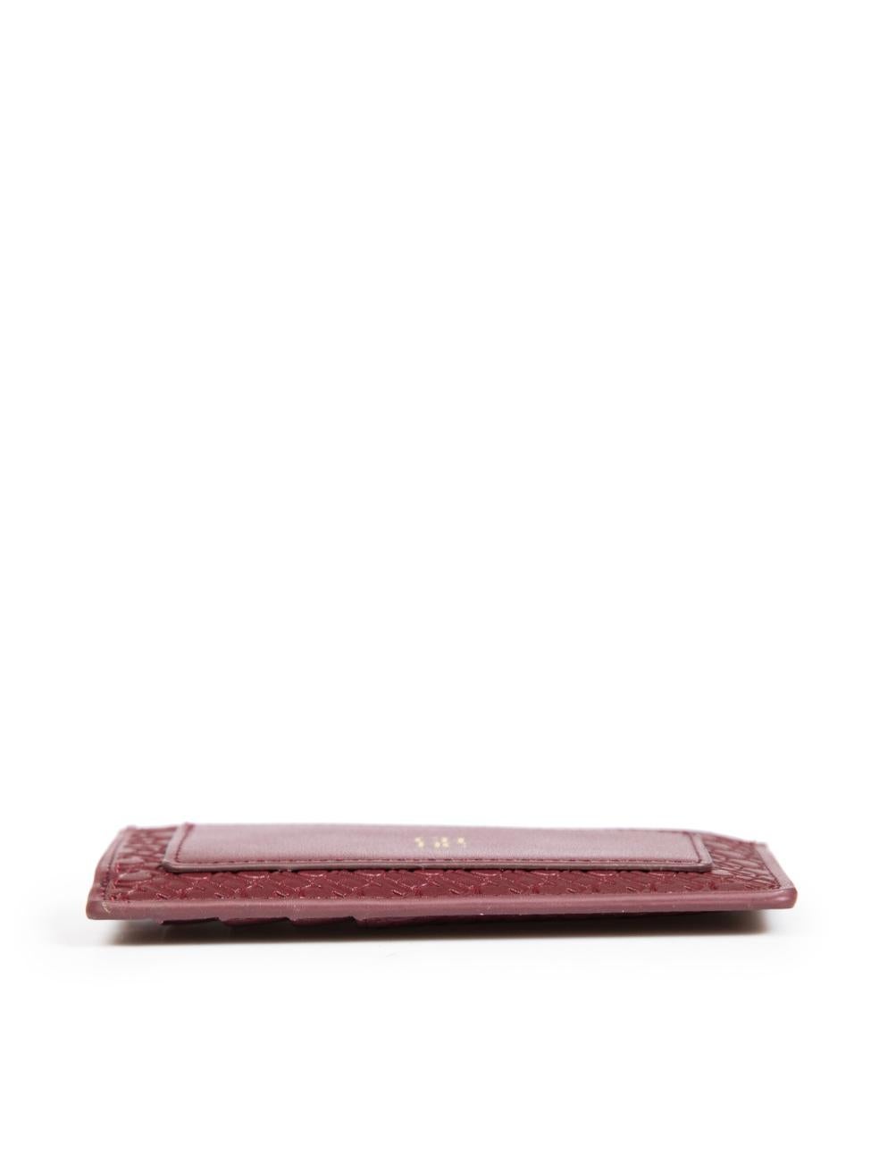Carolina Herrera Burgundy Leather Logo Embossed Cardholder In Good Condition In London, GB