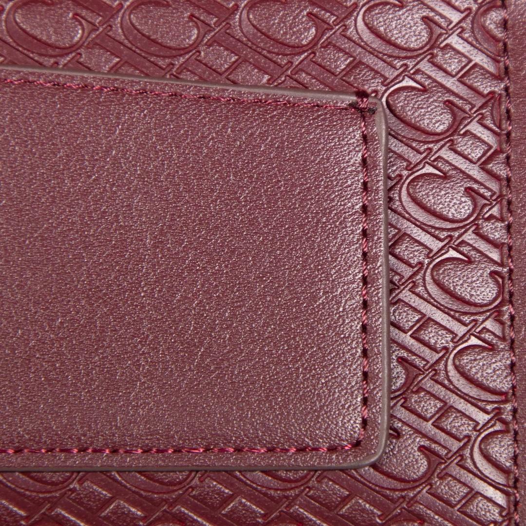 Women's Carolina Herrera Burgundy Leather Logo Embossed Cardholder