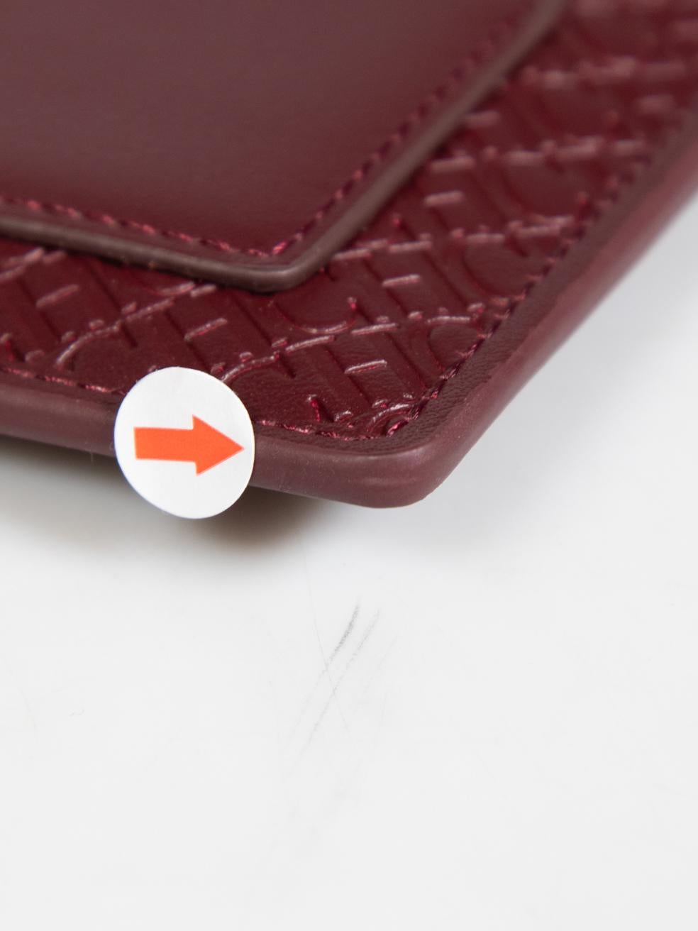 Carolina Herrera Burgundy Leather Logo Embossed Cardholder 2
