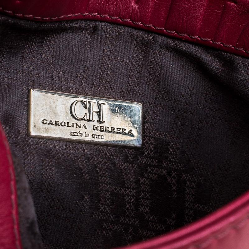 Carolina Herrera Burgundy Leather New Baltazar Crossbody Bag 2