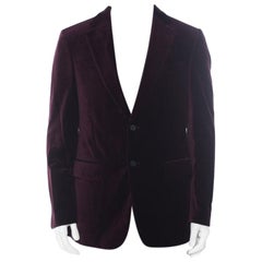 Carolina Herrera Burgundy Velvet Classic Fit Blazer L