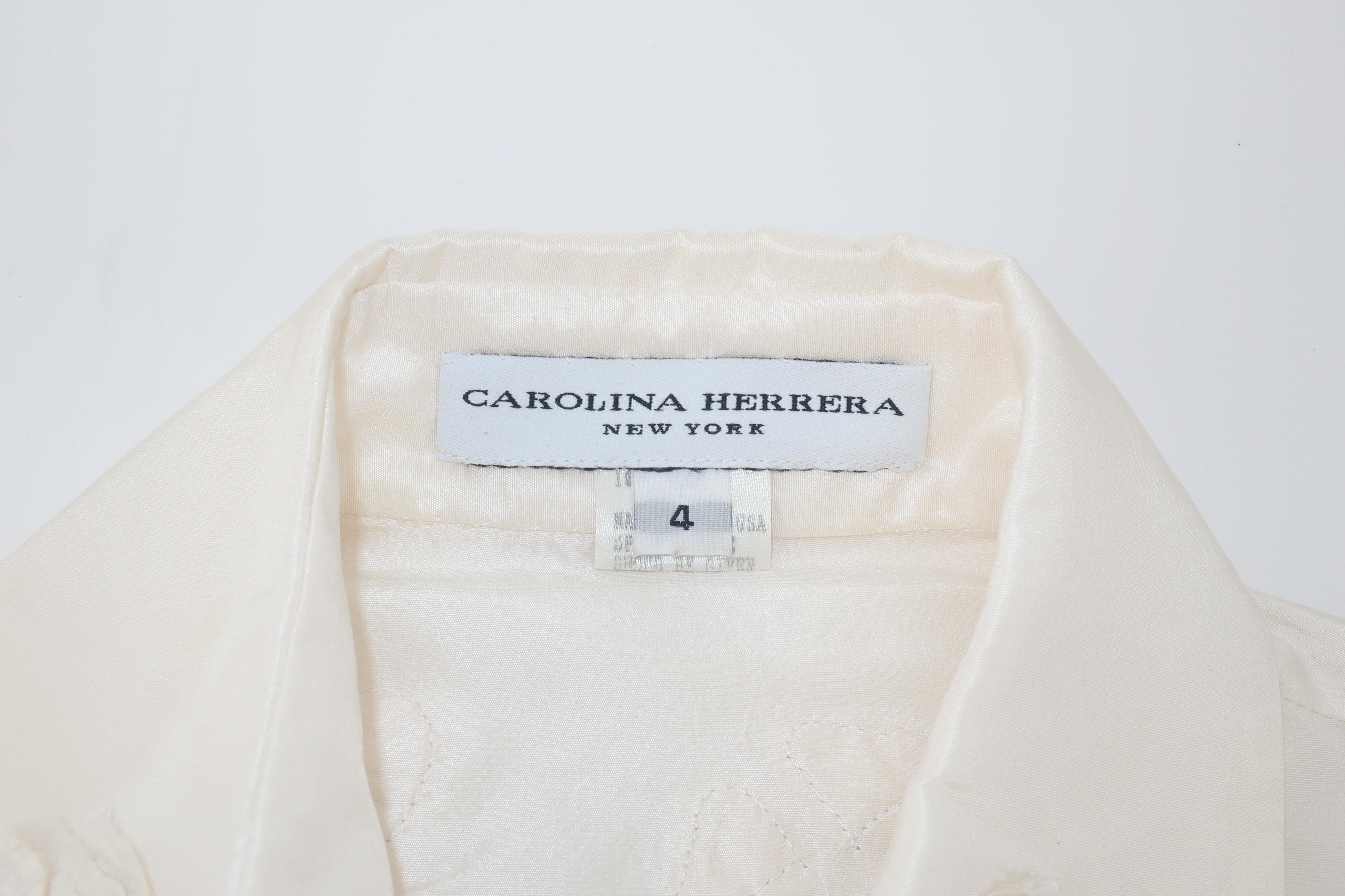 Carolina Herrera Candlelight White Silk Taffeta Blouse  2