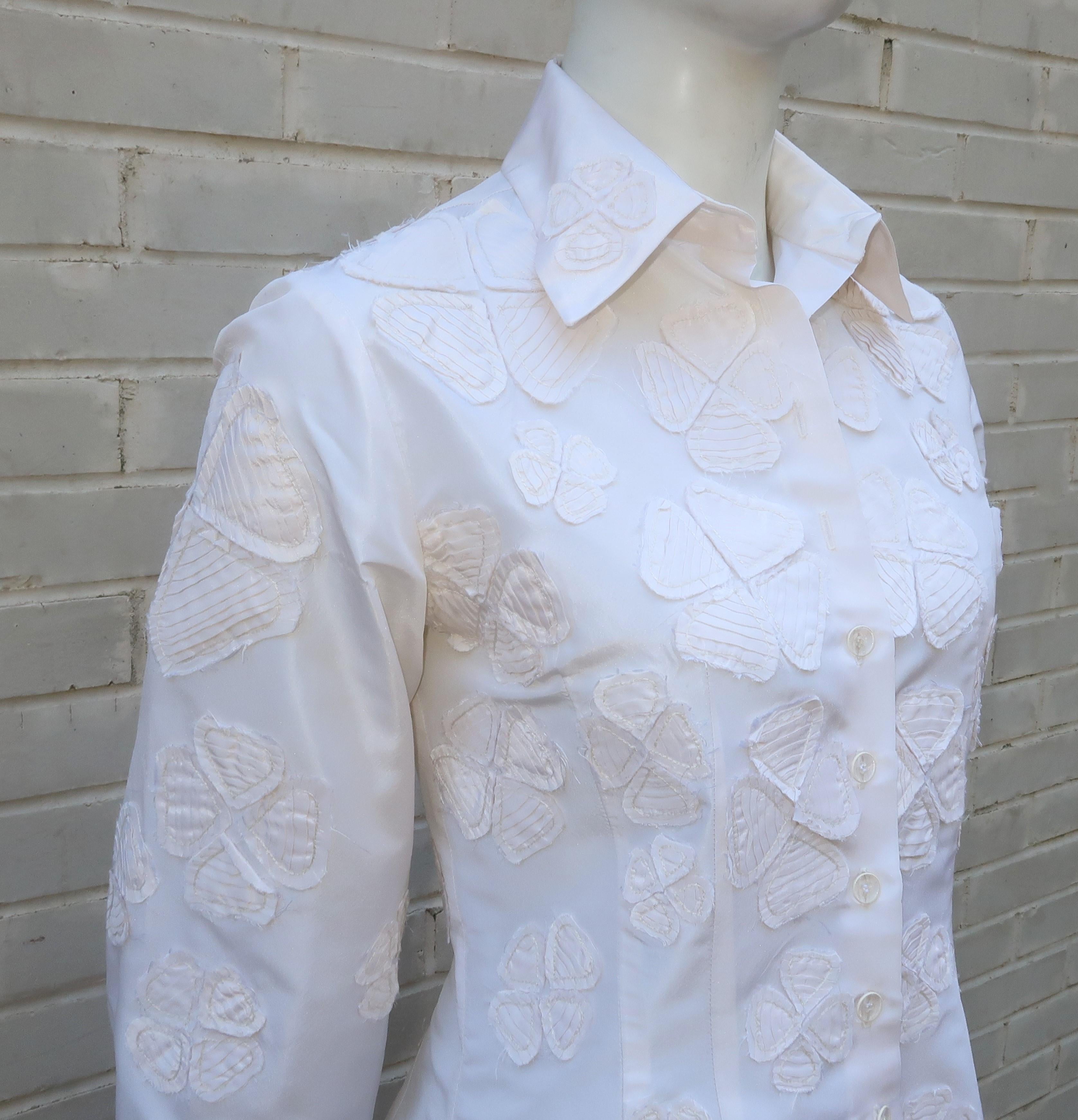 white taffeta blouse