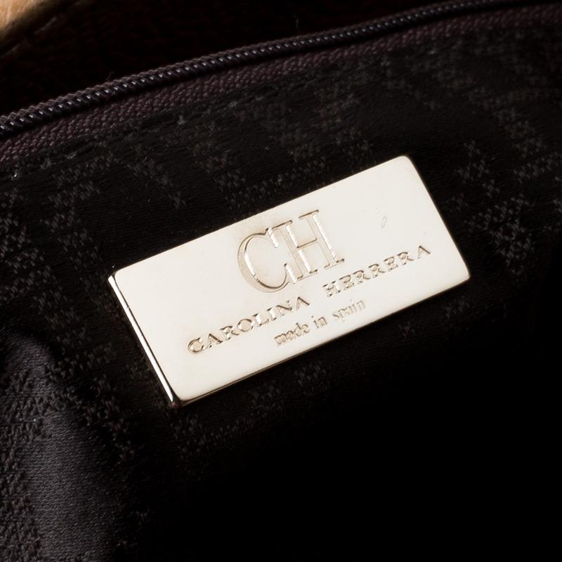 Carolina Herrera Caramel Leather Matteo Tote In Good Condition In Dubai, Al Qouz 2