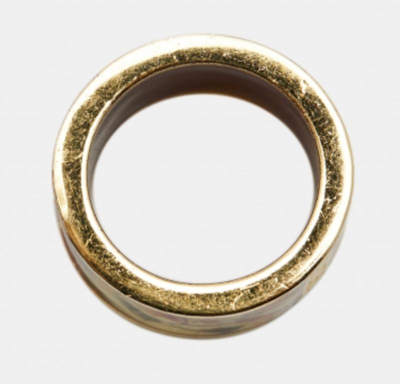 Women's Carolina Herrera CH Enamel Gold Tone Ring Size 53 For Sale