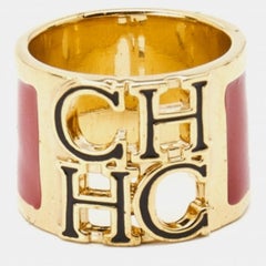 Carolina Herrera CH Anello smaltato in oro misura 54