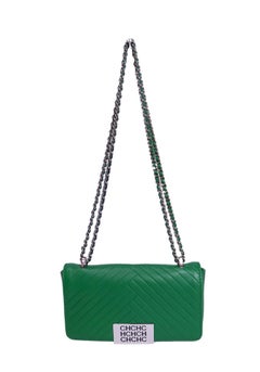 Carolina Herrera CH Initials Chevron Leather Chain Shoulder Bag