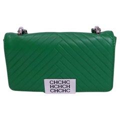 Carolina Herrera CH Initials Chevron Leather Chain Shoulder Bag