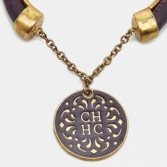 Carolina Herrera CH Leather Gold Tone Bracelet