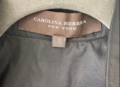 Carolina Herrera Classic Silk Taffeta Blouse Black US 2 Button front 3/4 Sleeve