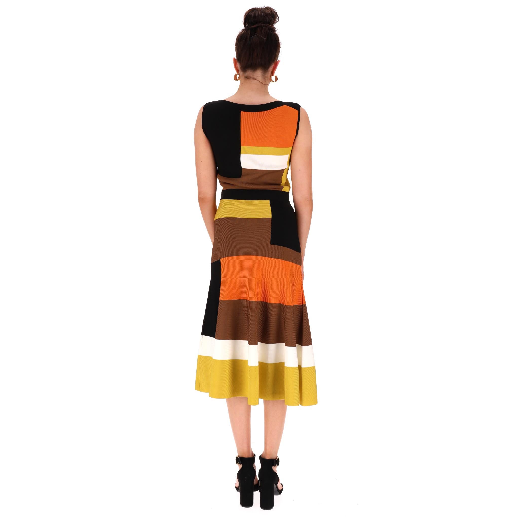 Carolina Herrera - Robe mi-longue à empiècements de couleur Excellent état - En vente à London, GB