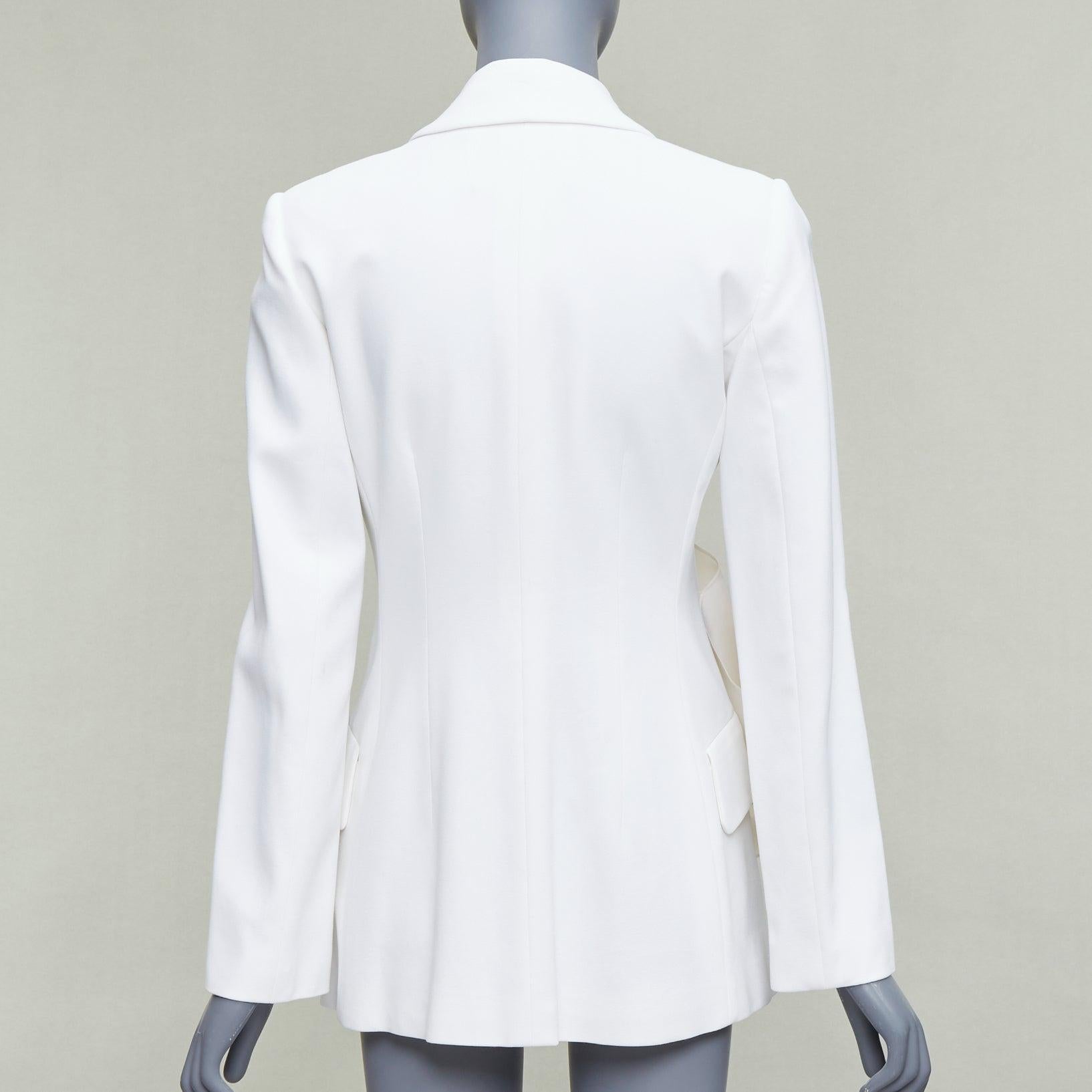 Women's CAROLINA HERRERA cream beige draped pocketed fitted blazer US2 S For Sale