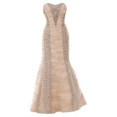 Carolina Herrera Crystal Embellished Lace and Silk Evening Dress Gown Size 4