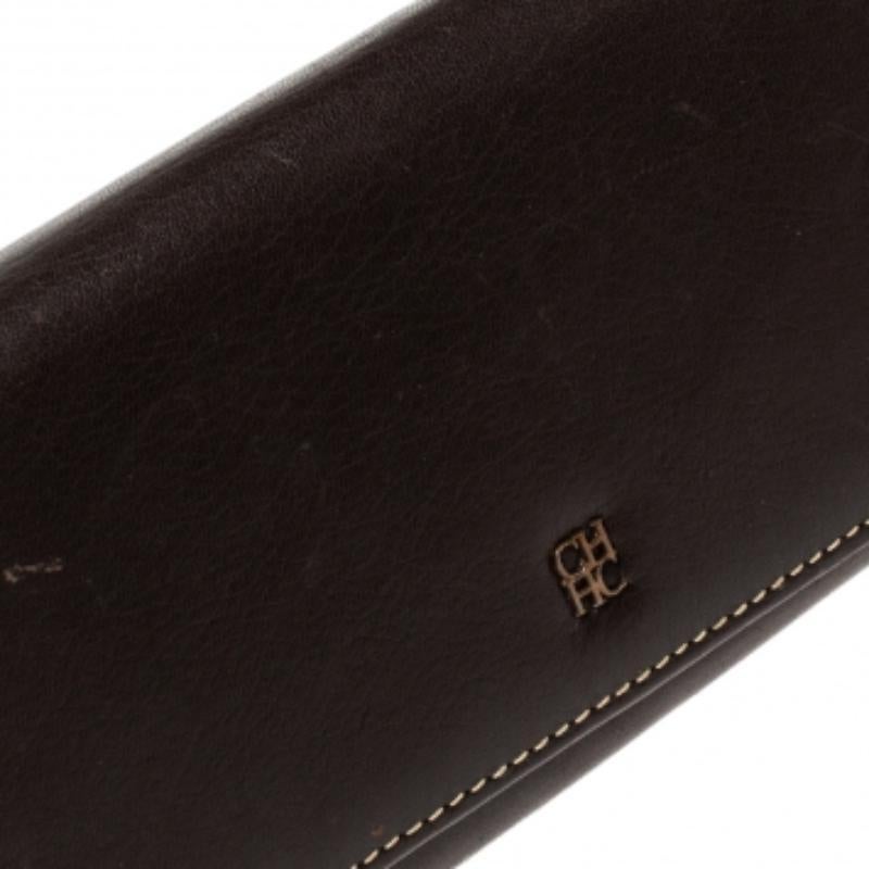 Cartera Continental con Solapa Marrón Oscuro Carolina Herrera en venta 4