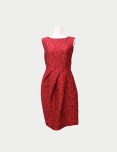 Carolina Herrera Red Floral Jacquard Sleeveless Cocktail Dress - EU 38