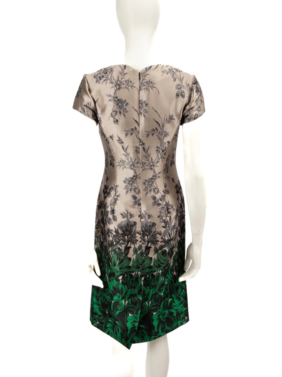 Black Carolina Herrera Floral Bodycon Knee Length Dress Size S For Sale