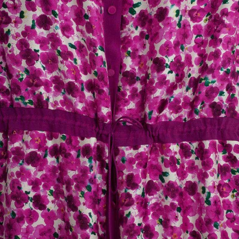 Carolina Herrera Floral Print Shirt Dress L 1