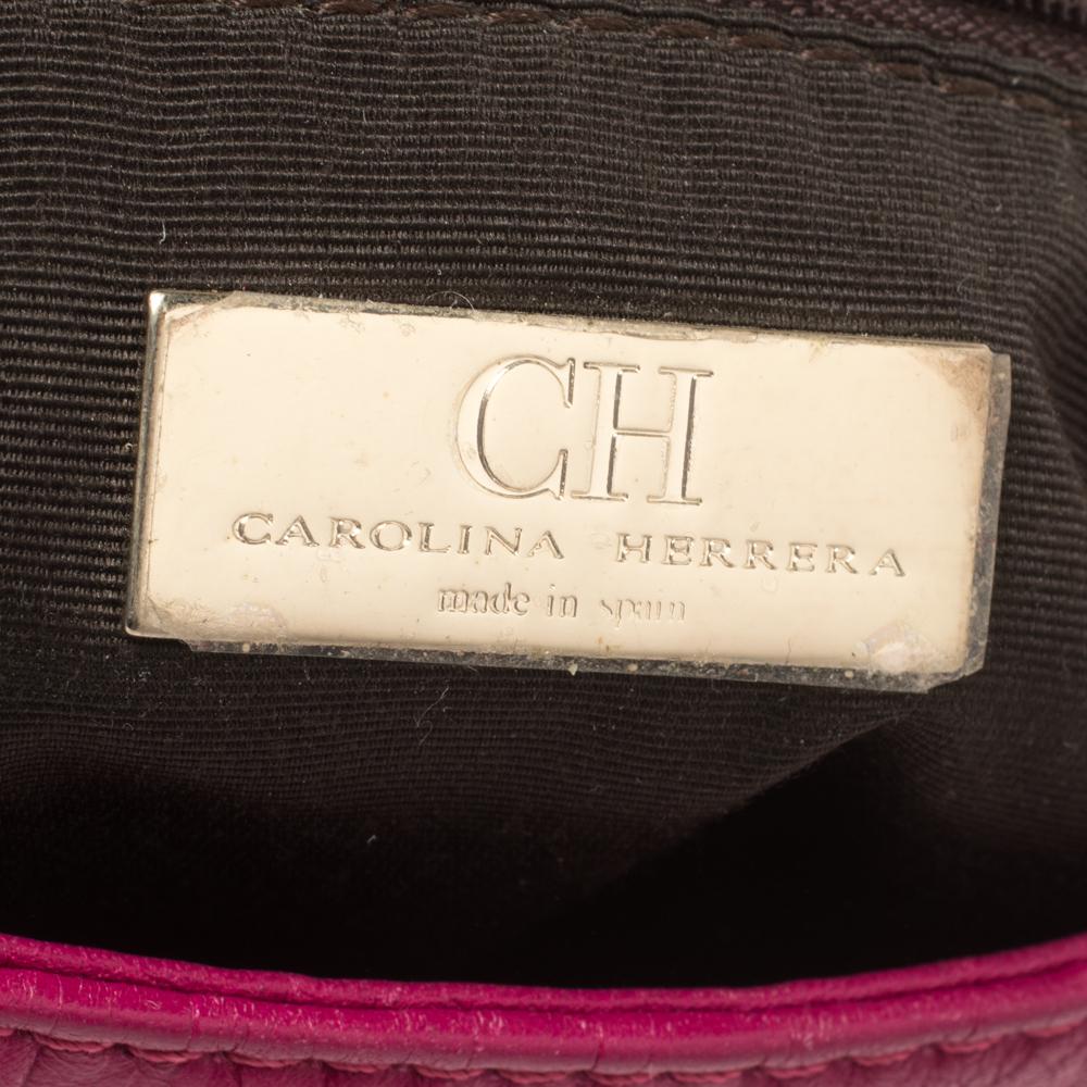 Women's Carolina Herrera Fuchsia Monogram Leather Audrey Shoulder Bag