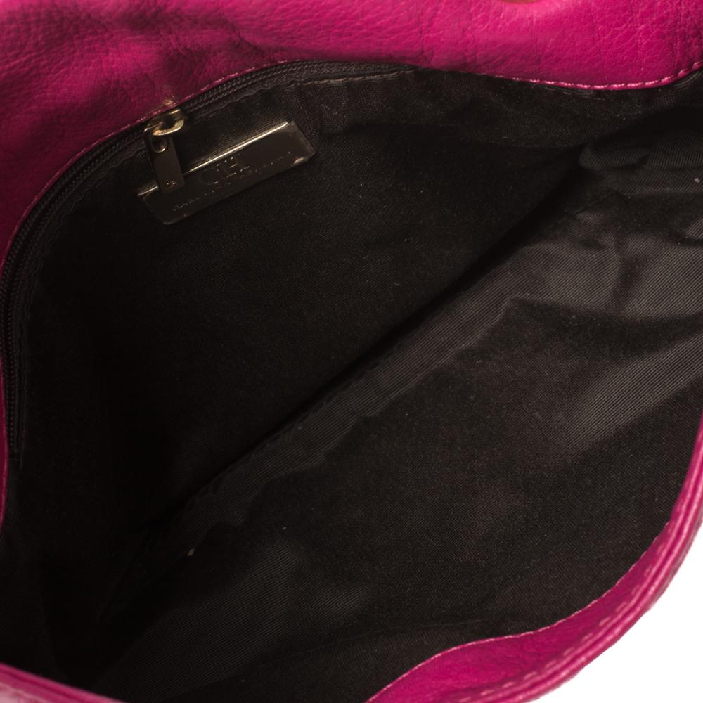 Carolina Herrera Fuchsia Monogram Leather Audrey Shoulder Bag 1