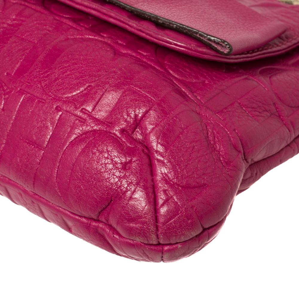 Carolina Herrera Fuchsia Monogram Leather Audrey Shoulder Bag 3