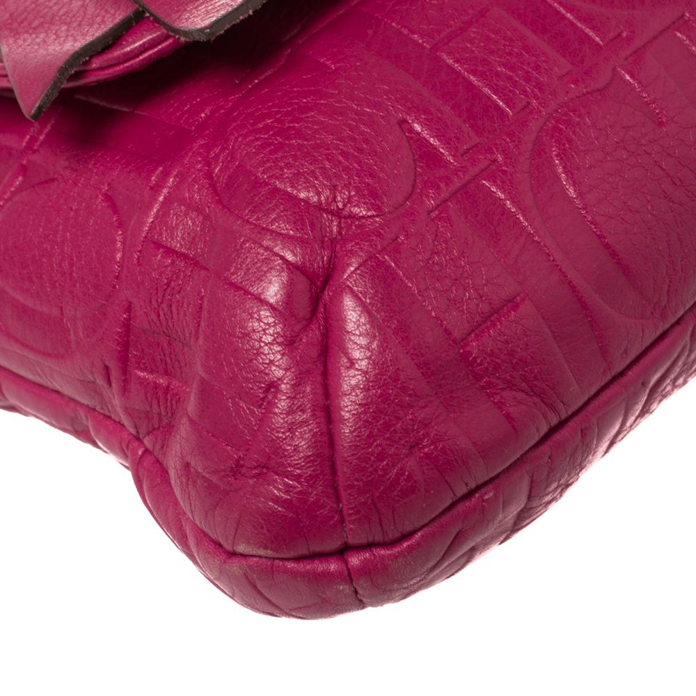 Carolina Herrera Fuchsia Monogram Leather Audrey Shoulder Bag 4