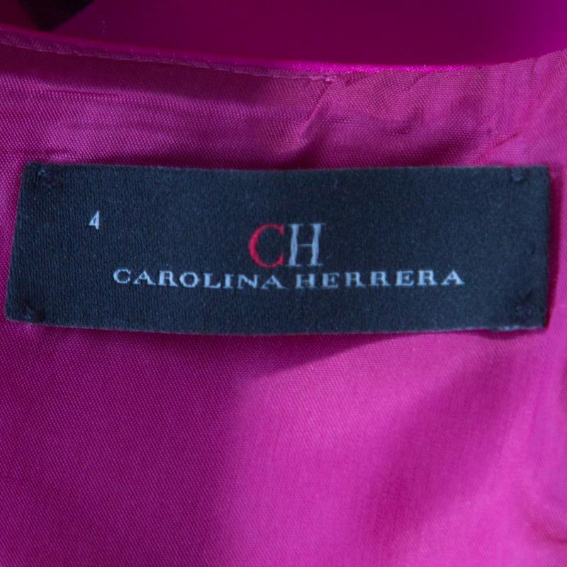 Red Carolina Herrera Fuchsia Sleeveless Belted Fit and Flare Dress S