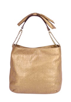 Carolina Herrera Gold Monogram Bow Shoulder Bag