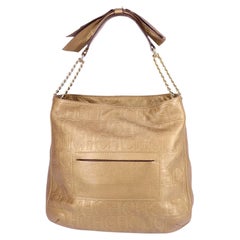 Carolina Herrera Gold Monogram Bow Shoulder Bag