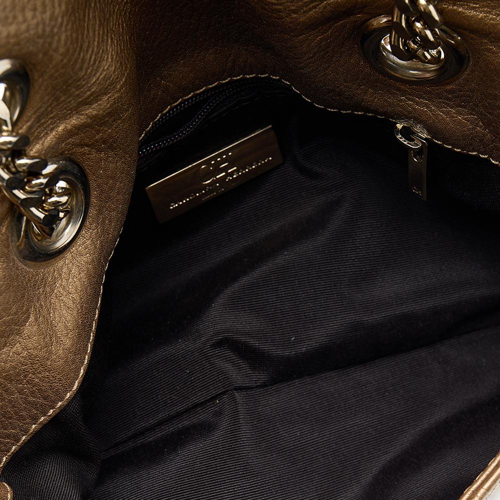 Carolina Herrera Gold Monogram Embossed Leather Audrey Bow Shoulder Bag 4