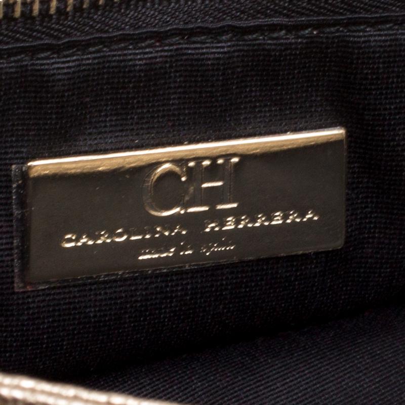 Carolina Herrera Gold Monogram Leather Audrey Shoulder Bag 1