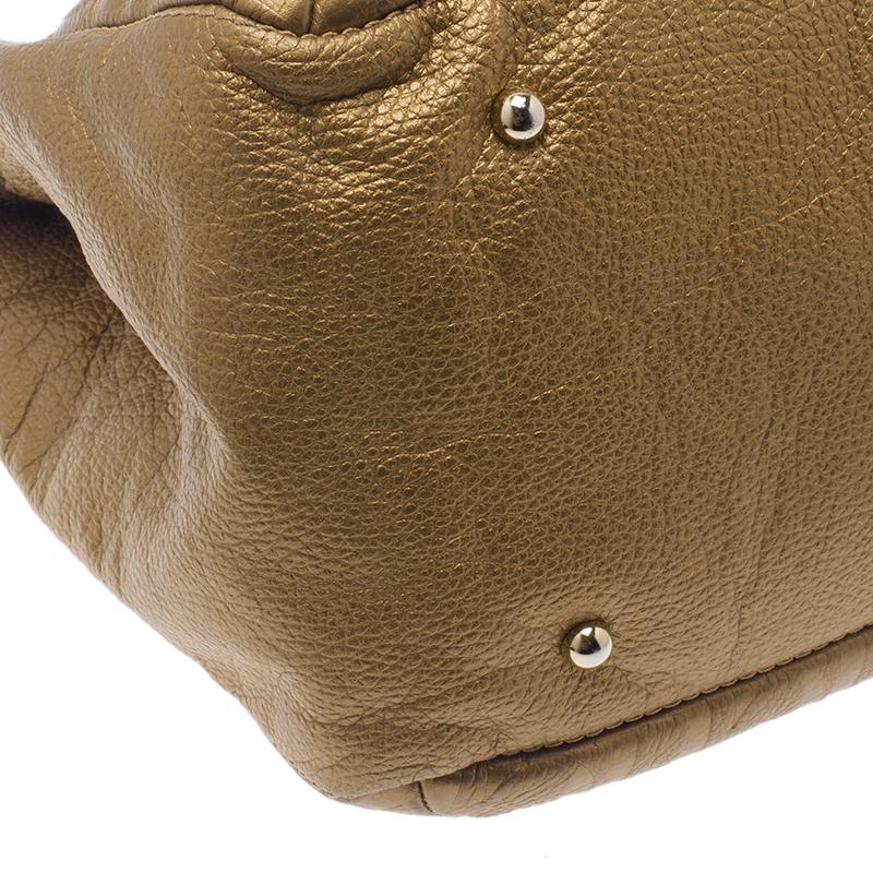 Carolina Herrera Gold Monogram Leather Audrey Tote Bag For Sale at 1stDibs