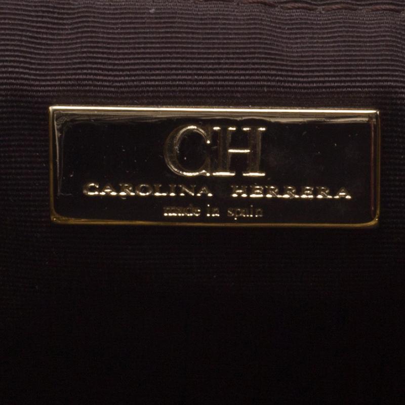 Carolina Herrera Gold Monogram Leather Audrey Tote Bag 8