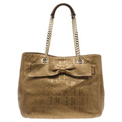Carolina Herrera Gold Monogram Leather Audrey Tote Bag