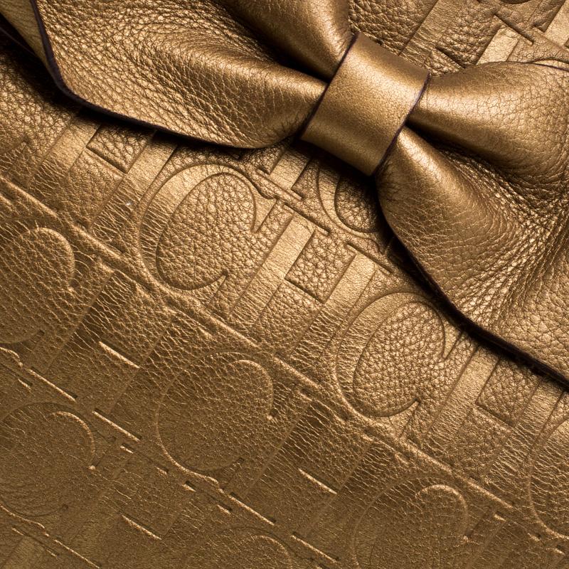 Carolina Herrera Gold Monogram Leather Audrey Tote 1