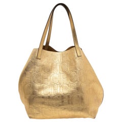 Carolina Herrera Gold Monogram Leather Matryoshka Tote