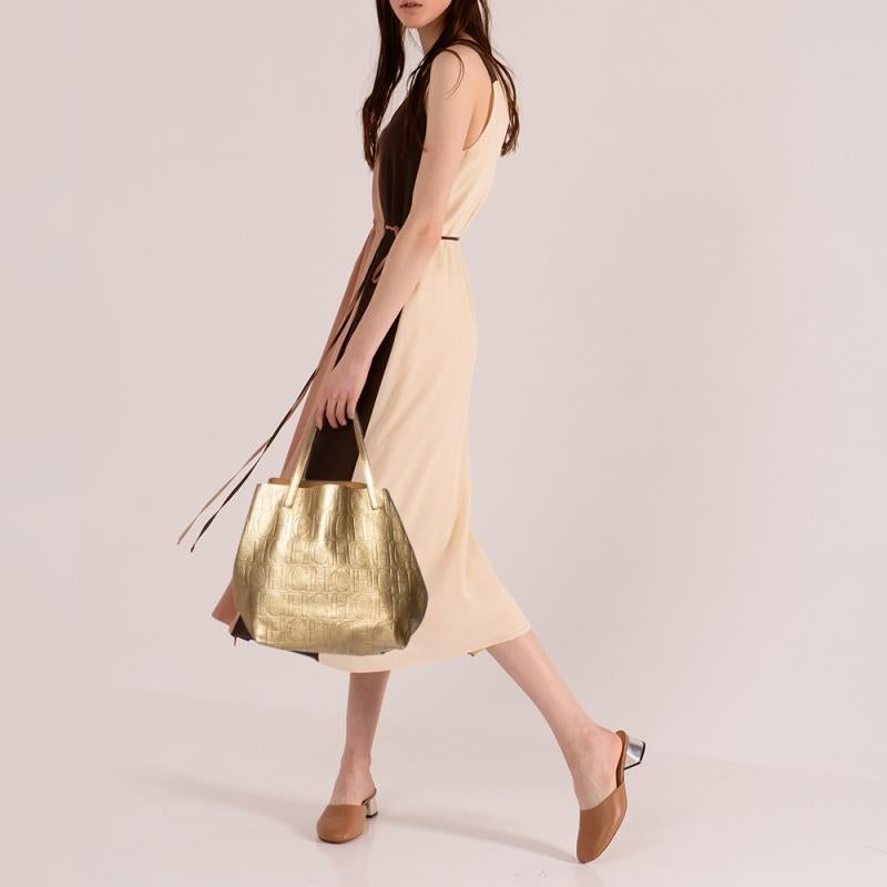 Or Carolina Herrera Fourre-tout Matryoshka en cuir avec monogramme doré