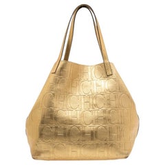 Carolina Herrera Gold Monogram Leather Matryoshka Tote