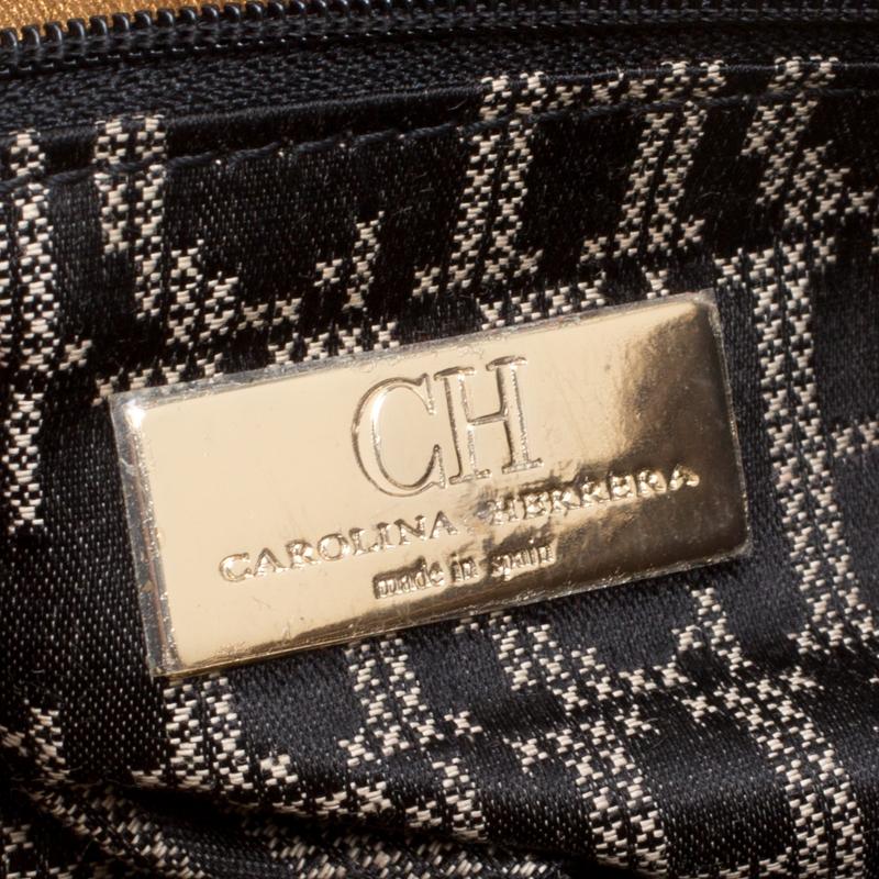 Carolina Herrera Gold Quilted Leather Clutch 3