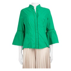 Carolina Herrera Camisa Verde Mangas Acampanadas Talla XXL