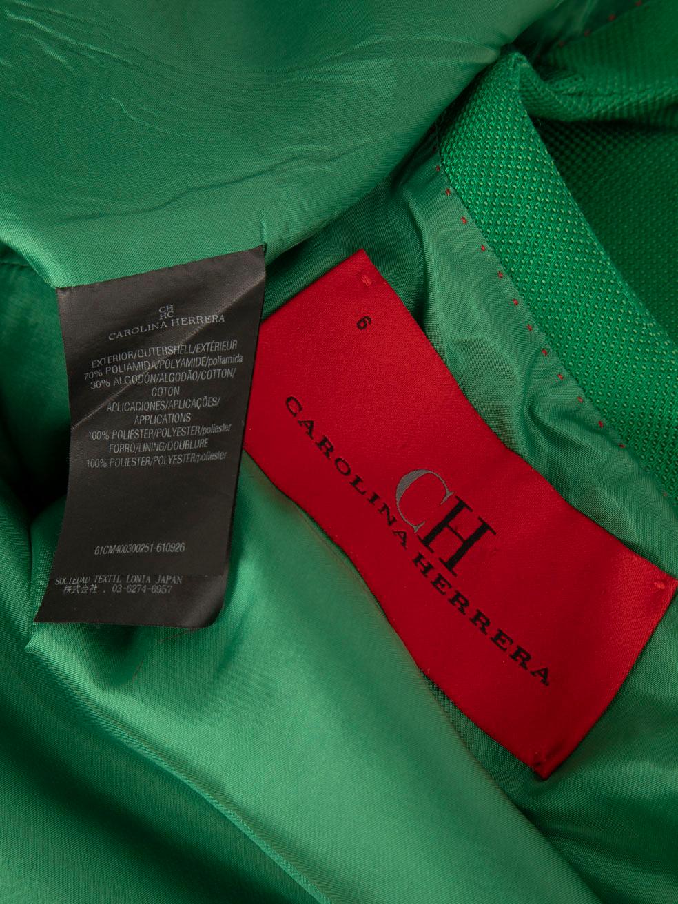 Carolina Herrera Green Floral Lace Trim Top Size M 4