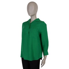 CAROLINA HERRERA grüne Leinenbluse, Größe M