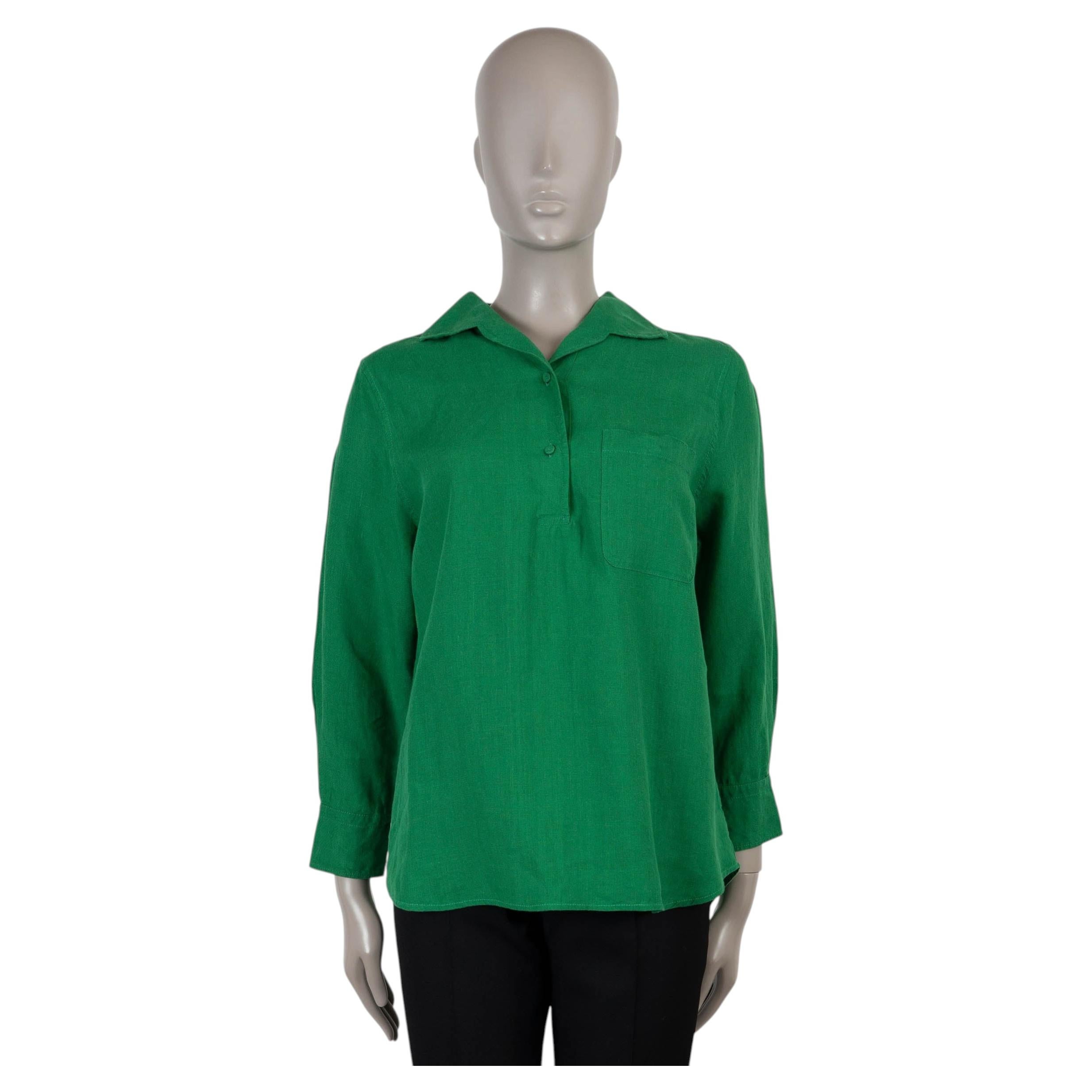 Blusa de lino verde de Carolina Herrera, talla M en venta