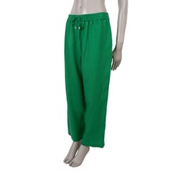 CAROLINA HERRERA grüne Leinenhose mit weitem Bein, Größe M